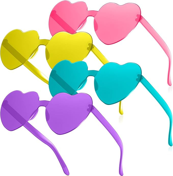 RTBOFY Heart Shaped Sunglasses with Transparent Candy Color for Women Party Favor | Amazon (US)