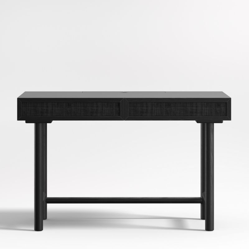 Emmer 48" Charcoal Oak Desk with Outlet + Reviews | Crate & Barrel | Crate & Barrel