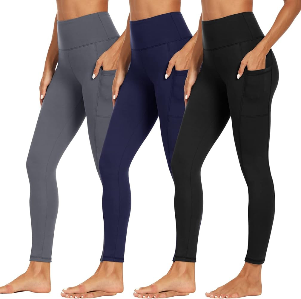 High Waisted Leggings for Women - Soft Athletic Tummy Control Pants for Running Cycling Yoga Work... | Amazon (US)