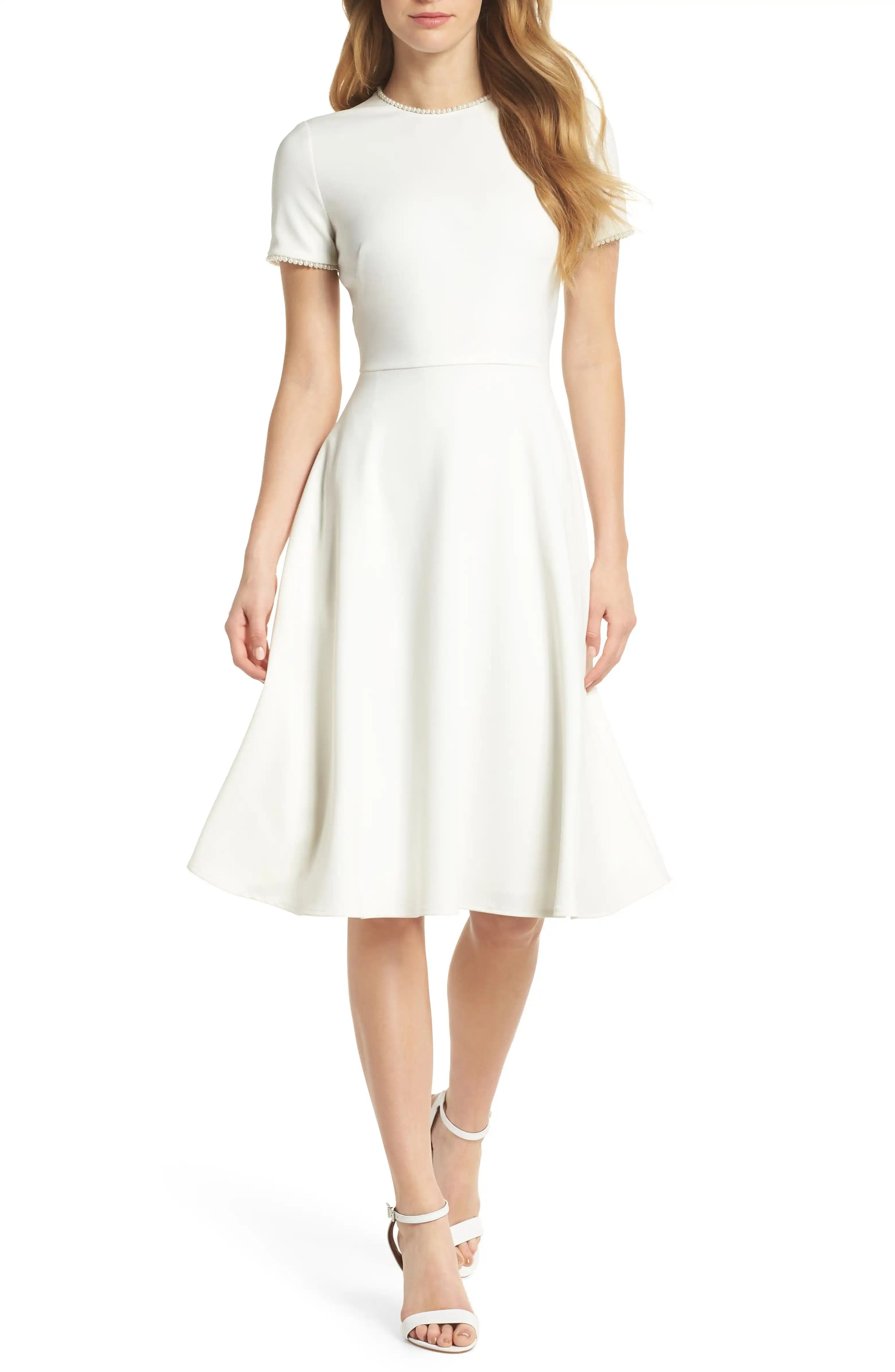Victoria Pearly Trim Fit & Flare Dress | Nordstrom