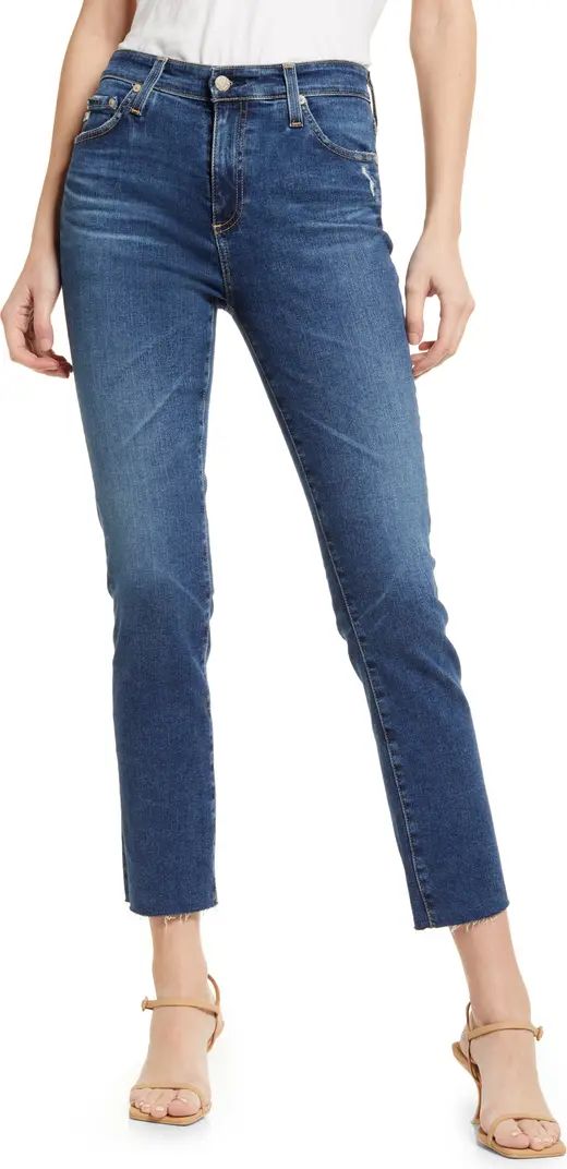 Mari Raw Hem High Waist Crop Straight Leg Jeans | Nordstrom