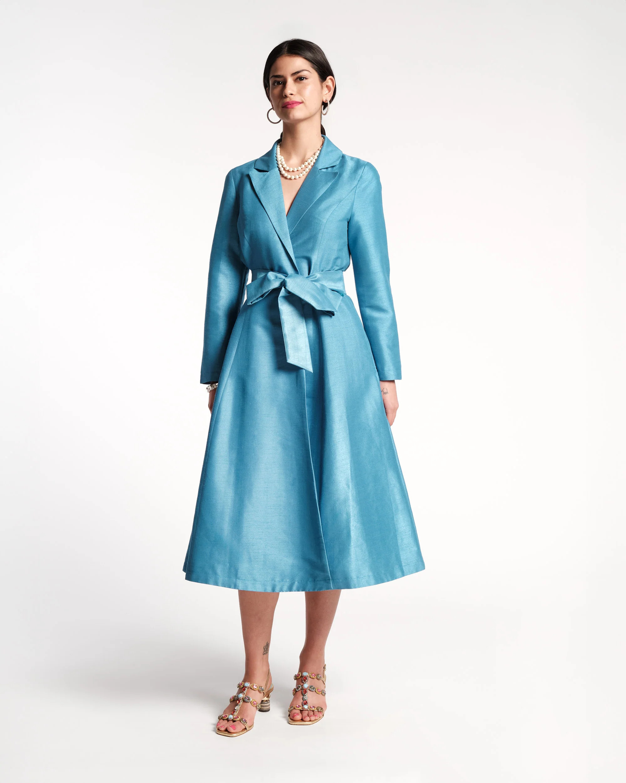 Lucille Wrap Dress - Blue | Frances Valentine