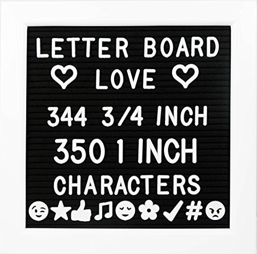 10" x 10" Letter Board with White Frame & Black Felt, 694 Letters + Special Characters & Emojis, Two | Amazon (US)