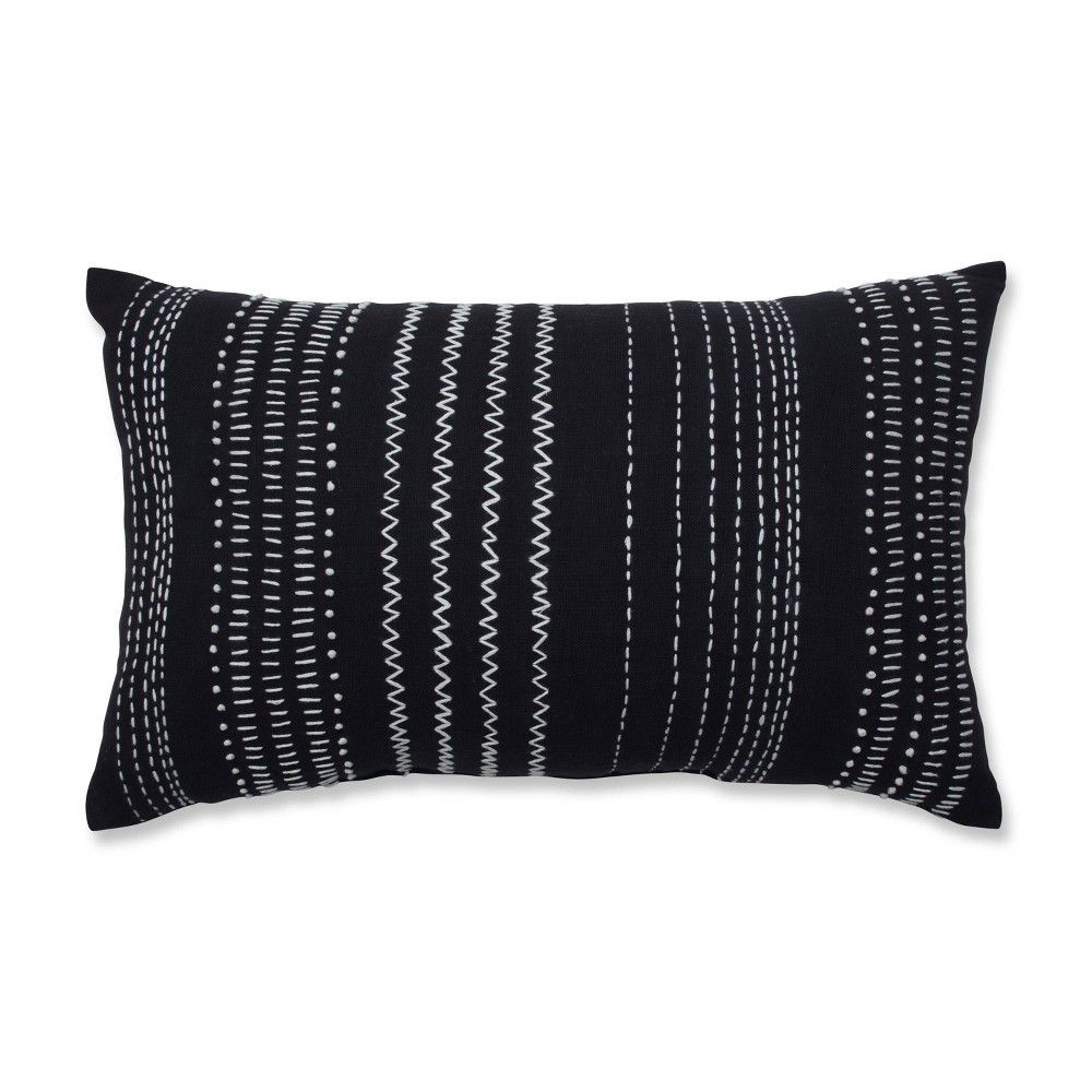 11.5""x18.5"" Geometric Stitches Throw Pillow Black/White - Pillow Perfect | Target