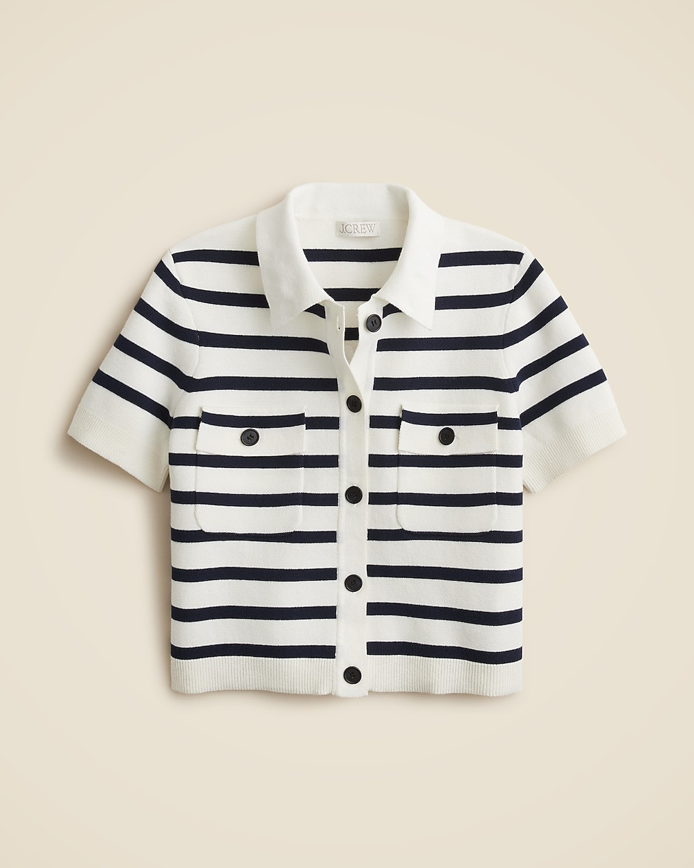 Collared short-sleeve cardigan in stripe | J. Crew US