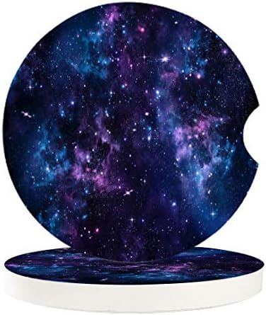 Absorbent Ceramic Car Coasters Purple Galaxy Car Accessories Nebula Space Starry Sky Drink Coaster C | Amazon (US)