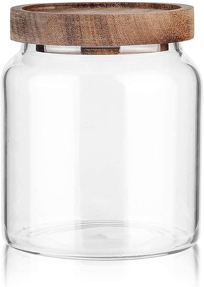 Labina Glass Storage Container Airtight Food Jars Kitchen Canister with Wood Lids, 20 Oz Wide Mou... | Amazon (US)