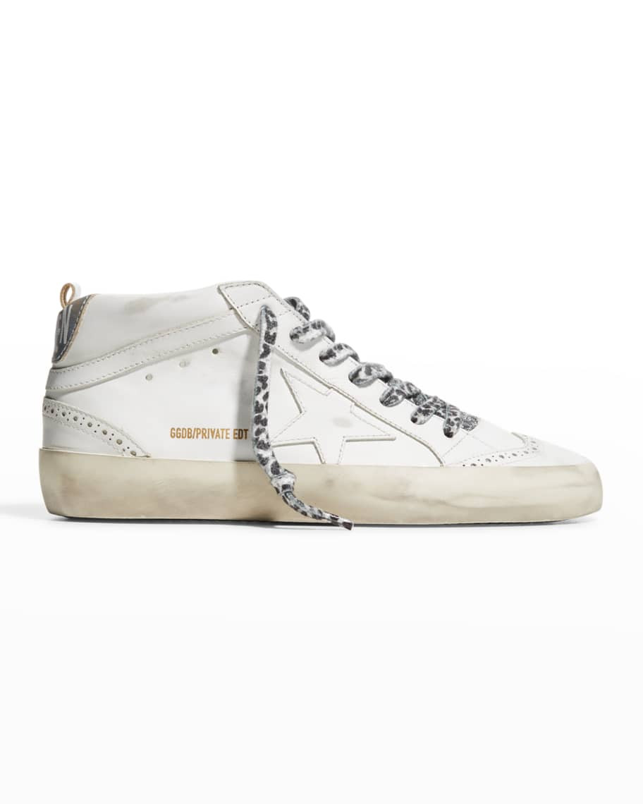 Golden Goose Midstar Leather Glitter Wing-Tip Sneakers | Neiman Marcus