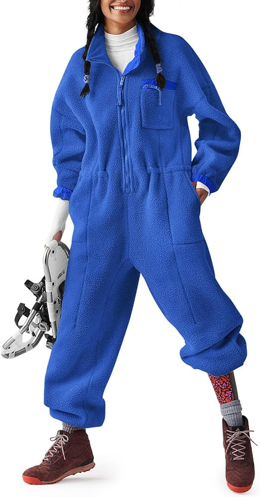 Yousify Womens Fleece Jumpsuits Onesie Winter Warm Overalls Casual Loose Ladies Ski Suit Outfits ... | Amazon (US)