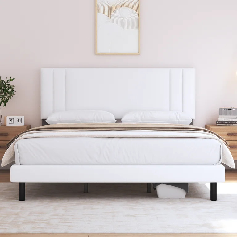 Queen Bed Frame,HAIIDE Queen Size Platform Bed Frame with Fabric Upholstered Headboard,No Box Spr... | Walmart (US)