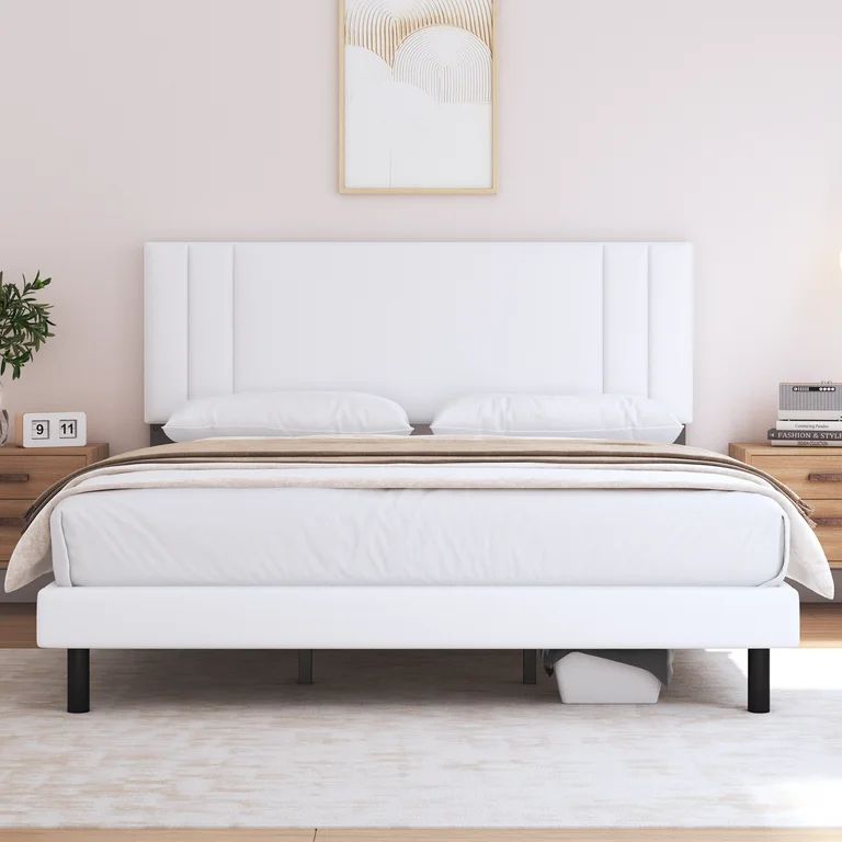 Queen Bed Frame,HAIIDE Queen Size Platform Bed Frame with Fabric Upholstered Headboard,No Box Spr... | Walmart (US)