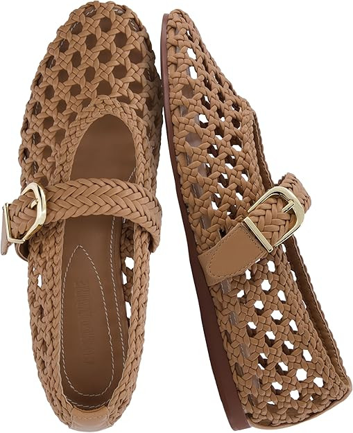 CUSHIONAIRE Wit Hand Woven Womens Flats, Comfortable Mary Jane Ballet Flat with Adjustable Buckle... | Amazon (US)