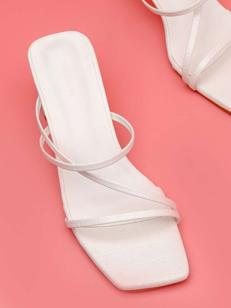 Thin Strap Chunky Heeled Mules | SHEIN