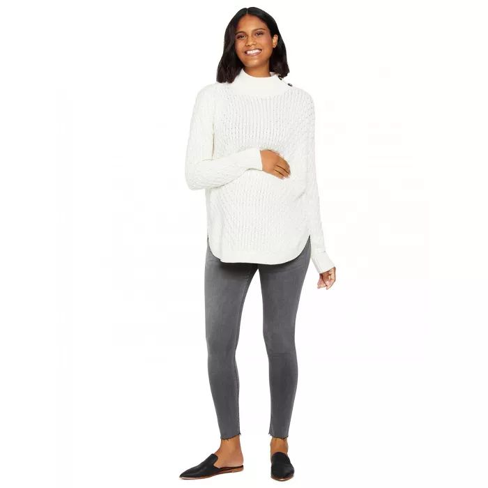 Motherhood Maternity | Button Mock Neck Maternity Sweater | Target