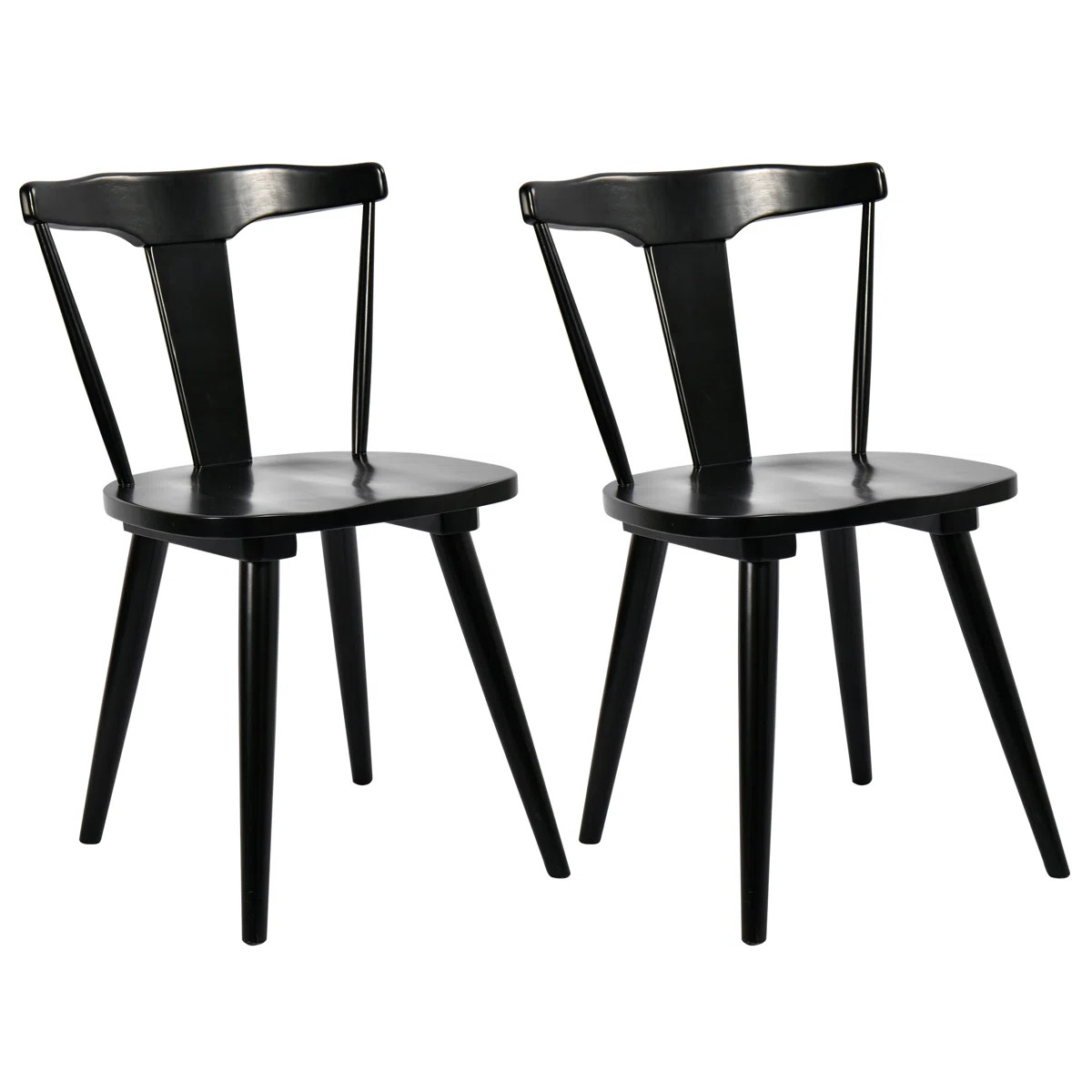 Brannagh 19.3" Wide Modern Scandinavian Solid Wood Dining Chair Y-Shaped Backrest (Set of 2) | Wayfair North America