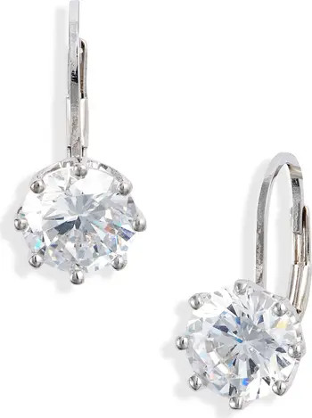 Nordstrom Round Cubic Zirconia Lever Back Earrings | Nordstrom | Nordstrom