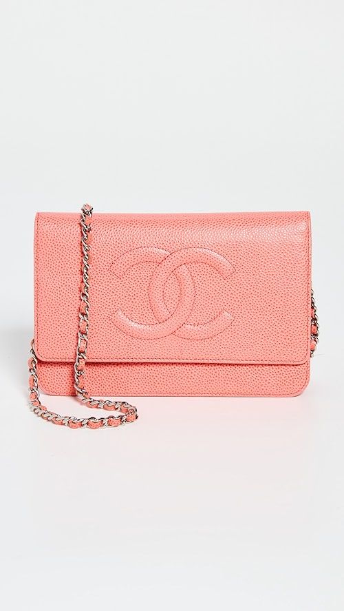 What Goes Around Comes Around Chanel Orange Caviar Timeless CC Wallet On Chain | SHOPBOP | Shopbop