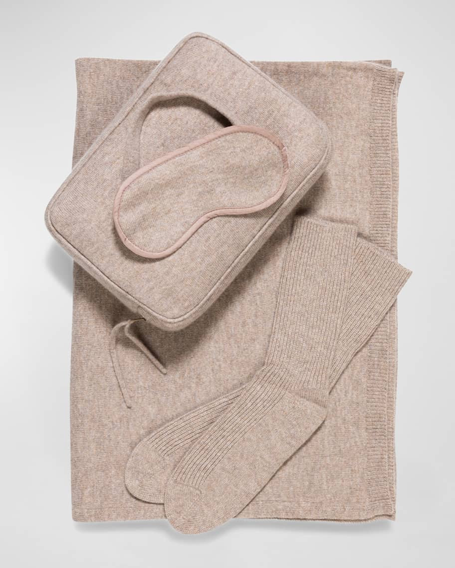 Sofia Cashmere Cashmere Cable-Knit Travel Set | Neiman Marcus