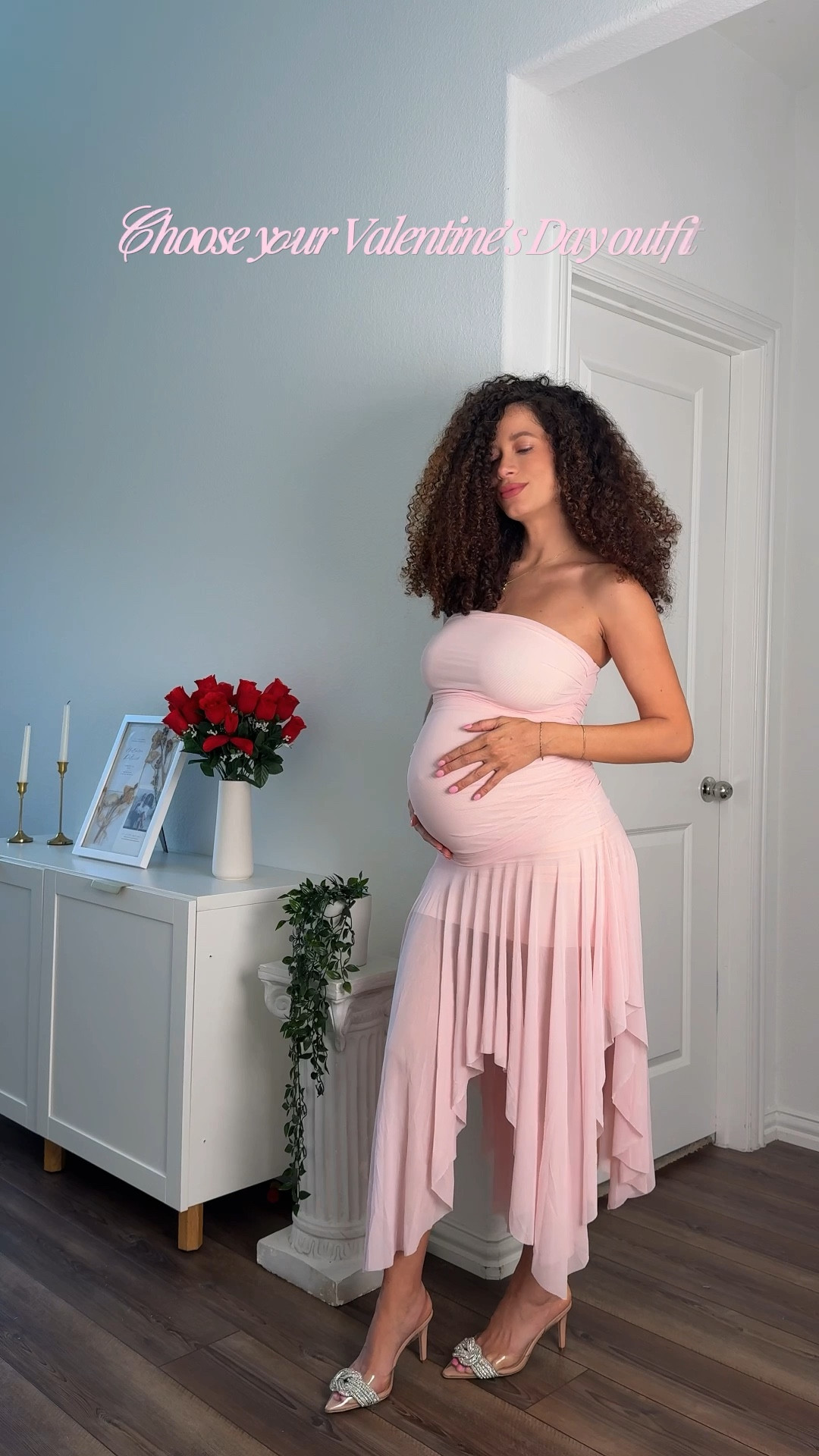 Valentine’s Day outfit ideas. Bump approved! Wearing a size small. The jeans in size 10! #vday #valentinesday 

#LTKValentine