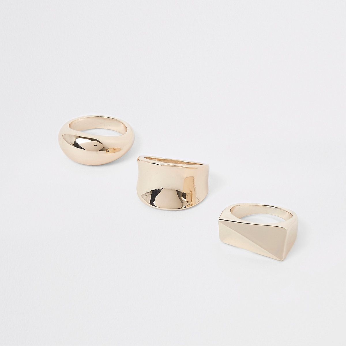 Gold tone chunky ring pack | River Island (UK & IE)