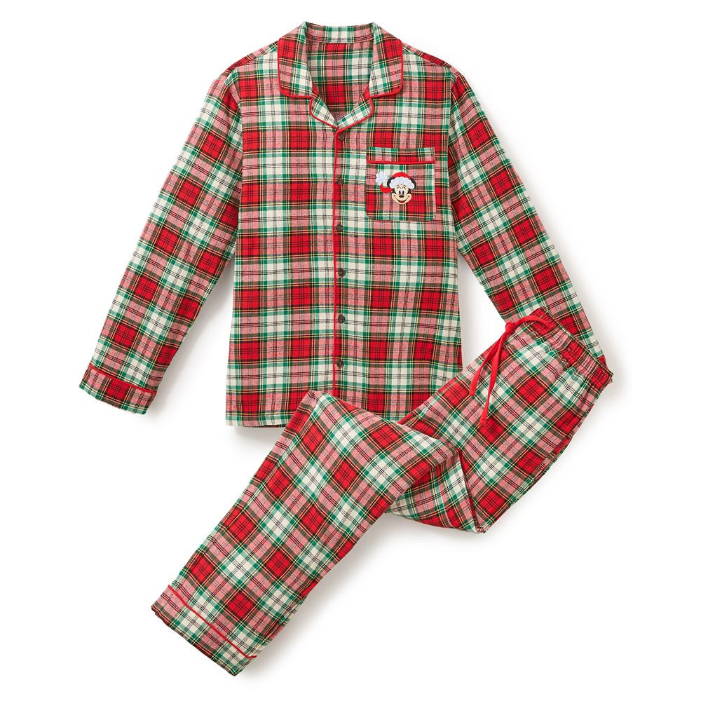 Santa Mickey Mouse Plaid Holiday Sleep Set for Adults | Disney Store | Disney Store
