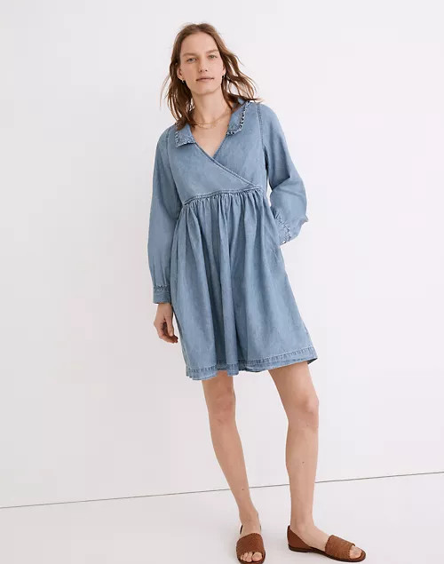 Ruffle-Collar Faux-Wrap Dress: TENCEL™ Denim Edition | Madewell