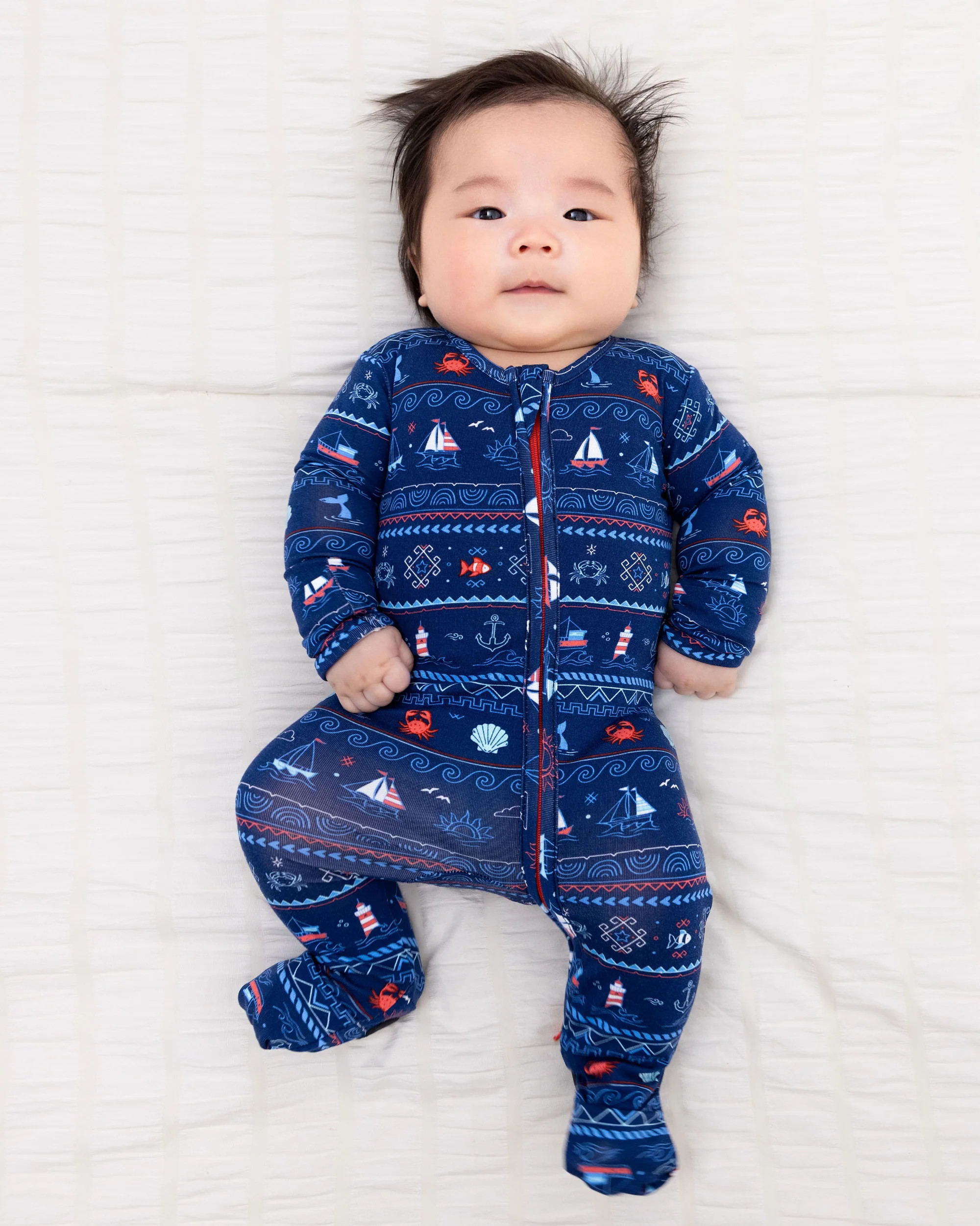 Sail Away Fair Isle Bamboo Convertible Footie | Bellabu Bear