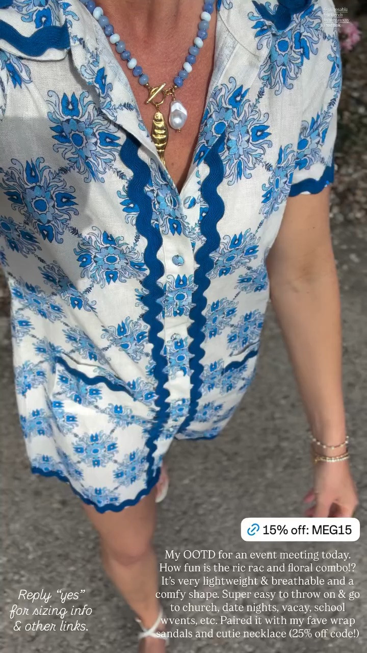 15% off dress with code: MEG15

My OOTD for an event meeting today. How fun is the ric rac and floral combo!? It’s very lightweight & breathable and a comfy shape. Super easy to throw on & go to church, date nights, vacay, school wvents, etc.

Paired it with my fave wrap sandals and cutie necklace (25% off with: MEG25!)

Summer dress, preppy, Nantucket style, sail to sable, classic style

#LTKSeasonal #LTKSaleAlert #LTKootd
