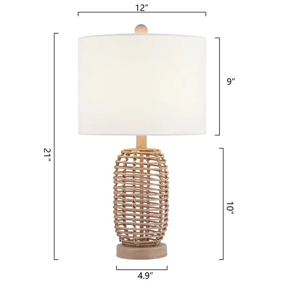 Maxax Natural Rattan Table Lamps Set of 2, Coastal Bedside Lamps 21'' Tall Brown Nightstand Lamps... | Walmart (US)