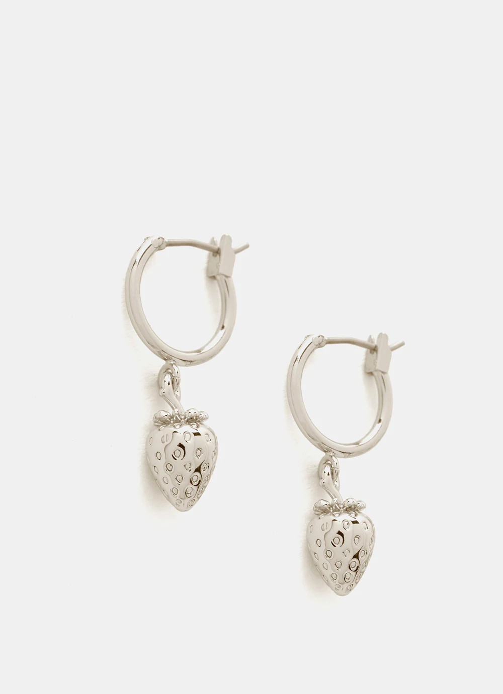 Silver Plated Strawberry Hoop Earrings | Mint Velvet