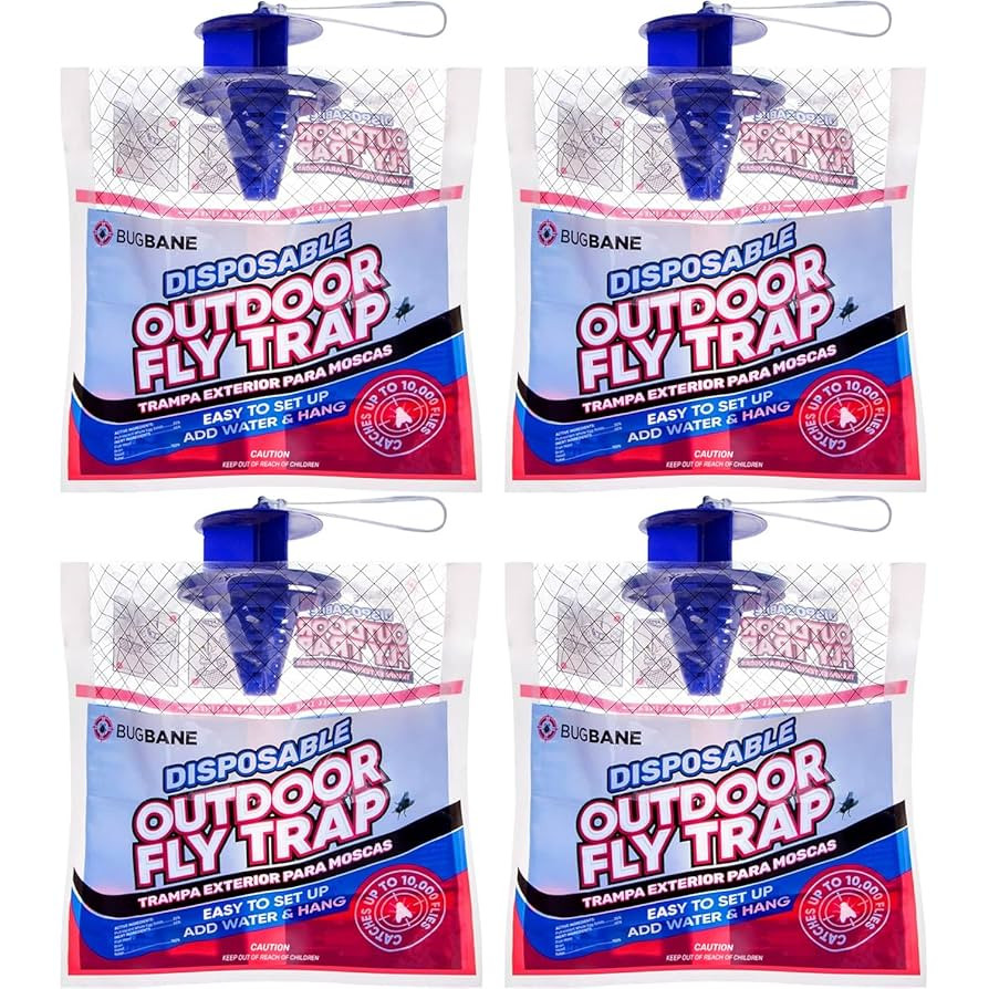 Fly Traps Outdoor Fly Trap for Patio. 4 Non-Toxic Pre-Baited Flies Bags Outdoor Disposable. Hangi... | Amazon (US)