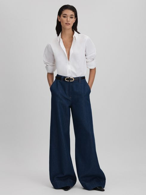 Wide Leg Contrast Stitch Jeans | Reiss UK