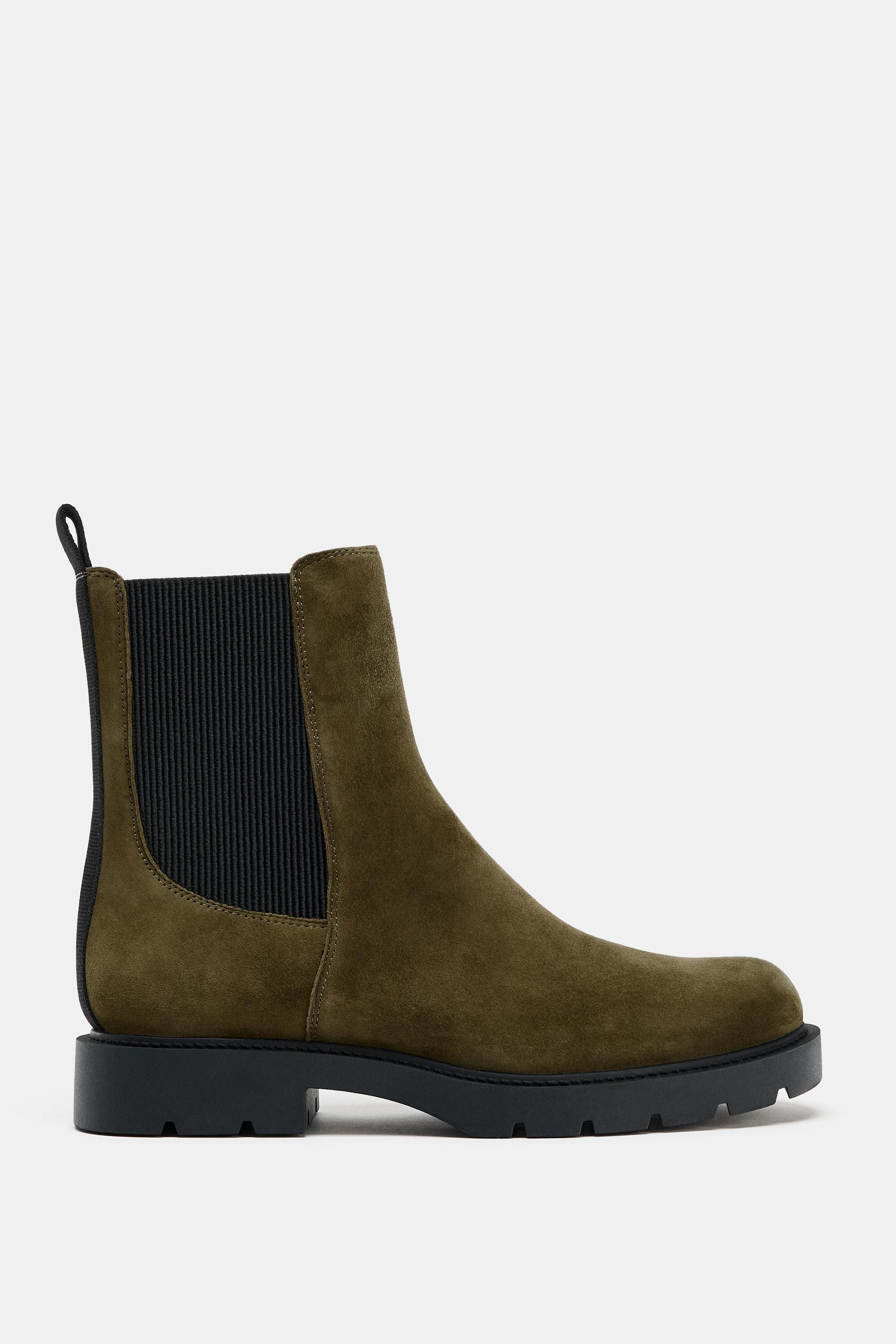 SUEDE LOW HEEL ANKLE BOOTS | Zara US