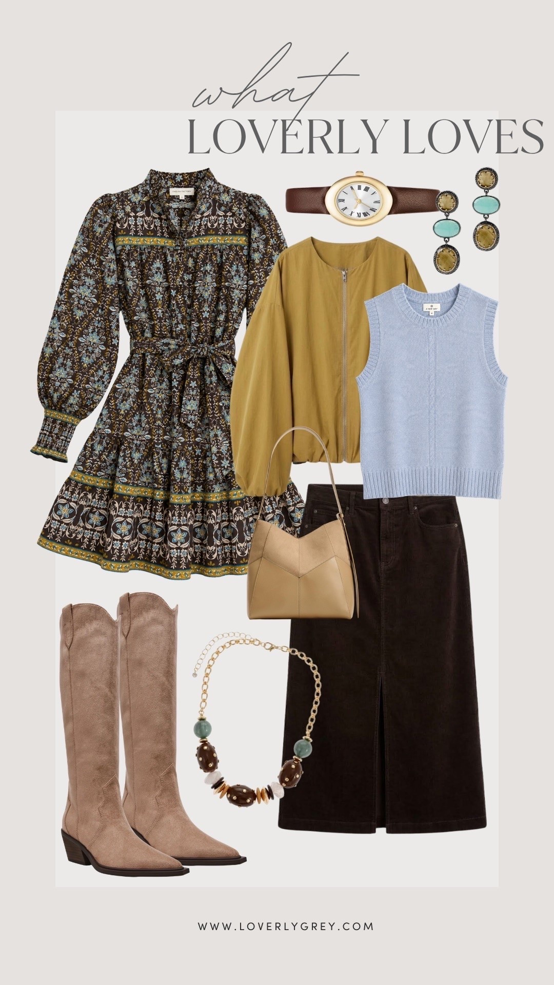Some great finds for fall! Love bomber jackets right now and chartreuse is always a yes! These are all such pretty closet staples. 

Loverly grey, what Loverly loves, Anthropologie Cleobella dress dupe, suede western tall boots, brown corduroy skirt, fall fashion inspo, fall women’s dress outfit

#LTKSeasonal #LTKootd