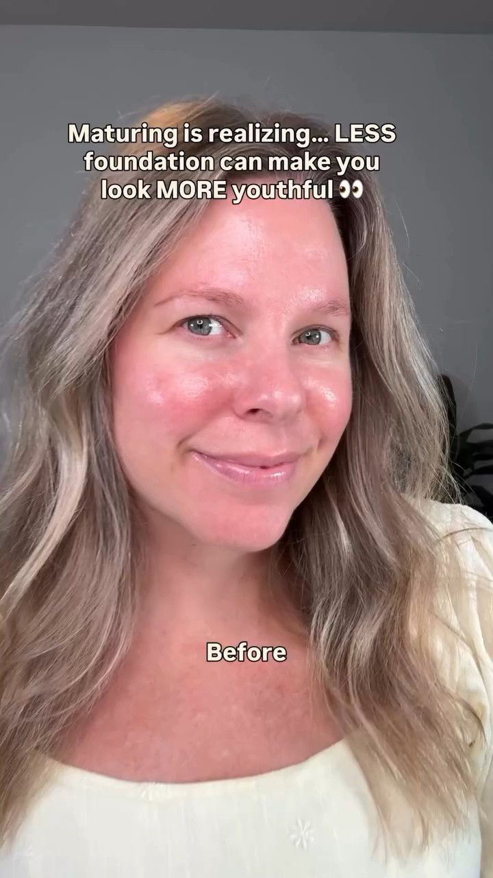 Maturing is realizing… LESS foundation can make you look MORE youthful. 👀✨If you’re over 35, this is your reminder that more coverage doesn’t always mean a more youthful look.

In fact, piling on foundation can make texture, fine lines, and dryness look MORE noticeable. Instead, I’m all about using less where I can, focusing coverage where I actually need it, and letting some of my natural skin show through. Because the goal isn’t to look 25 again.
It’s to look like the BEST version of ourselves today. 🤍

If you’re a woman over 35 who wants makeup that’s easy, flattering, and actually works with maturing skin…
Follow along. I’m sharing simple, everyday makeup tips that you can actually use. 

#makeupformatureskin #makeupformaturewomen #over40women
