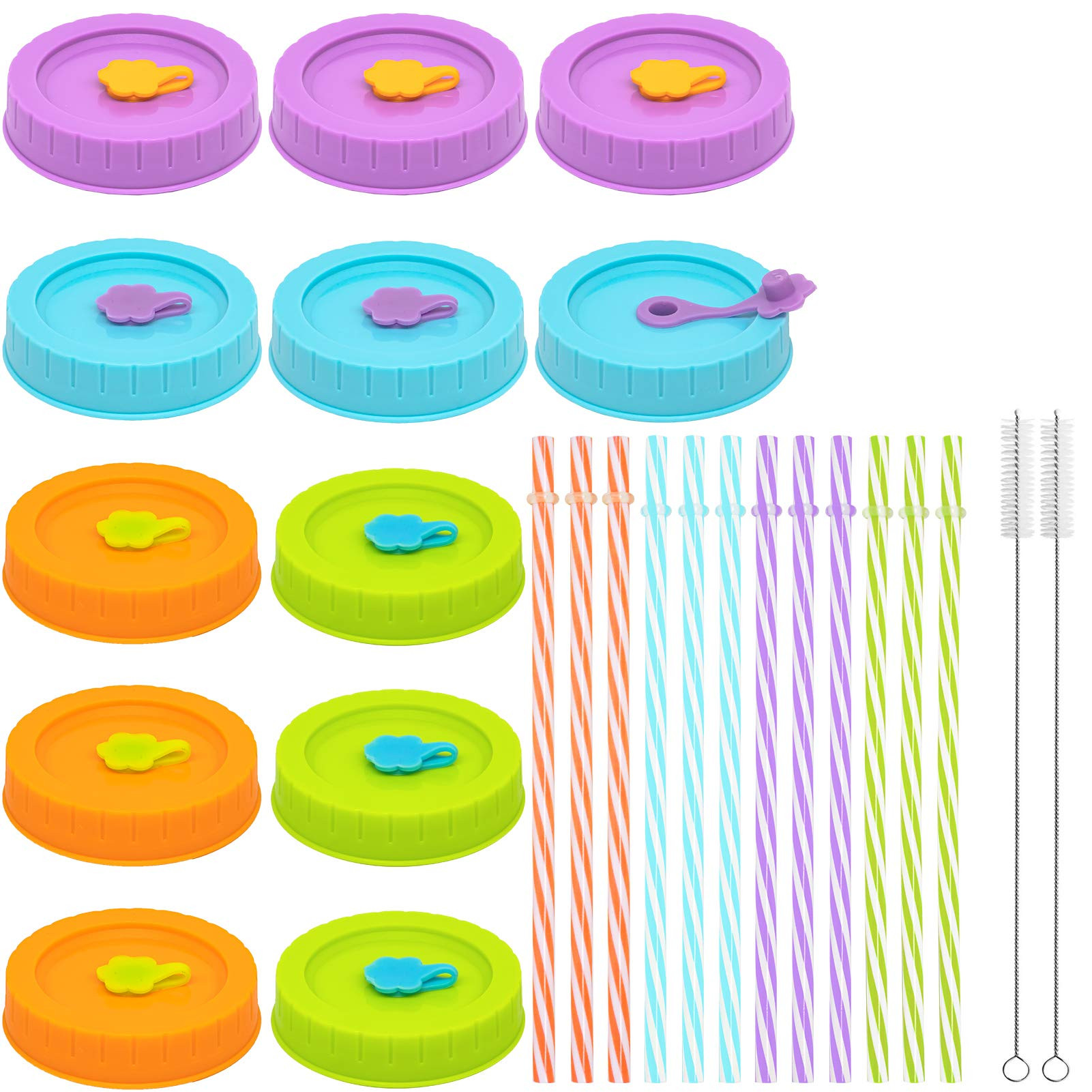 REGULAR Mouth Mason Jar Lids for Ball, Kerr, etc with Straw Hole/Straws/Silicone Stoppers/Rings/C... | Amazon (US)
