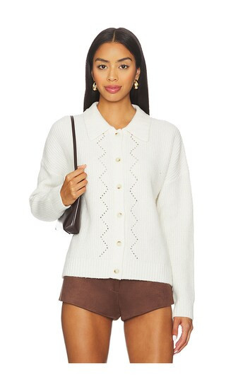 Central Park West Olivia Pointelle Polo in Ivory. - size S | Revolve Clothing (Global)