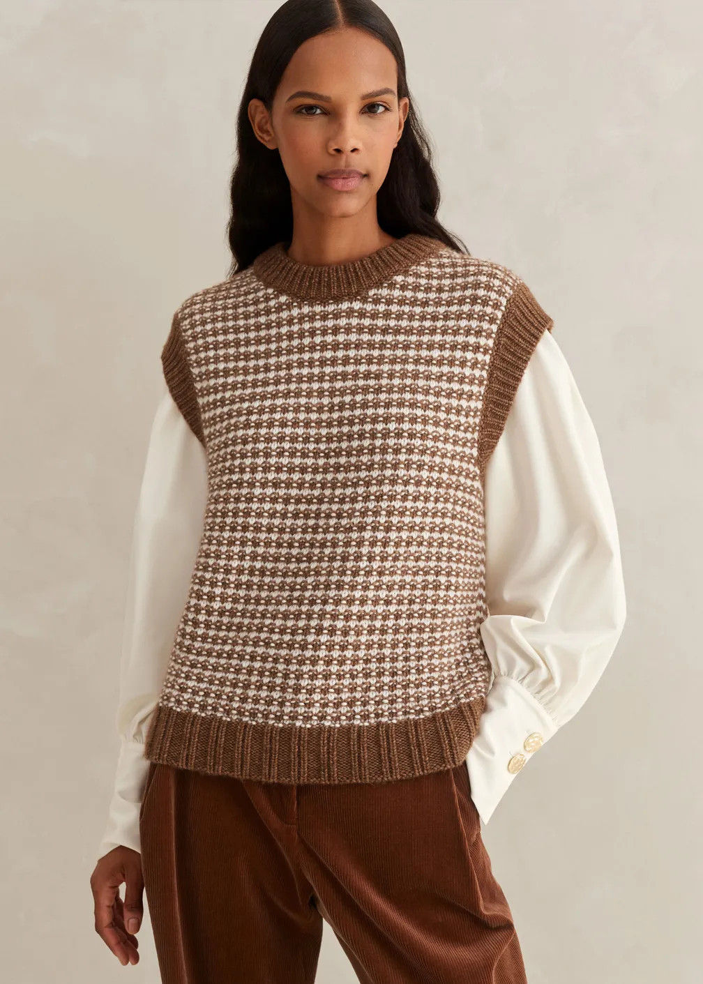 Merino Jacquard Chunky Relaxed Vest + Snood | ME+EM US