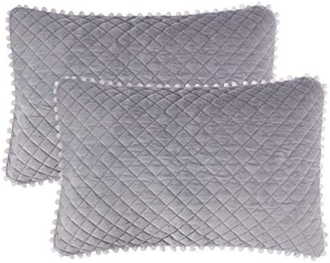 LIFEREVO 2 Pack Diamond Quilted Crystal Velvet Mink Pillowcases Pompoms Fringe Zipper Closure (Ki... | Amazon (US)