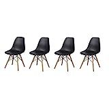 GIA Eames Plastic Chair, 4-Pack, Black/Wood Legs | Amazon (US)