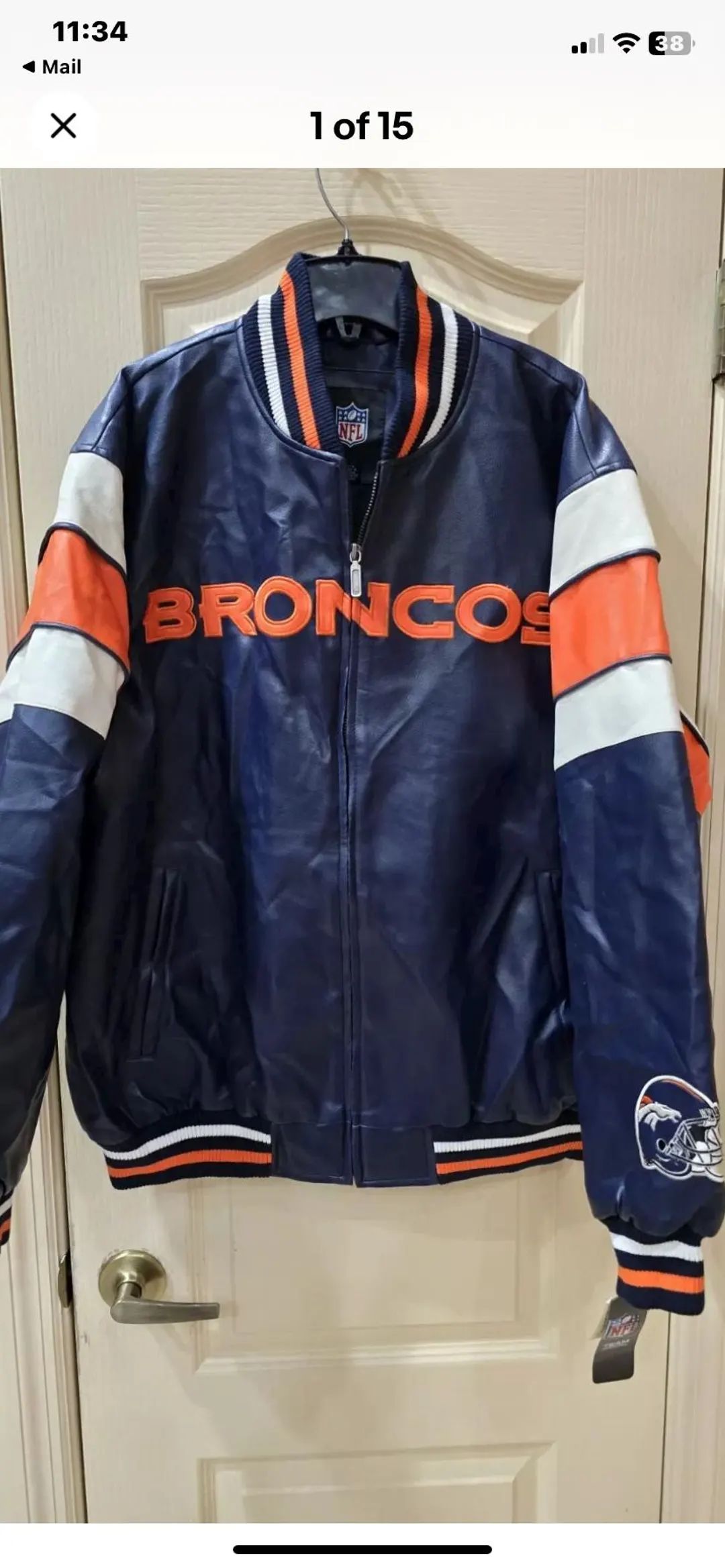 Denver Broncos NFL Football Mens Faux Leather Jacket New Size L Zipper Down W Tag - Etsy | Etsy (US)