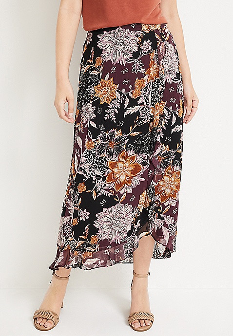 Briar Faux Wrap Skirt | Maurices