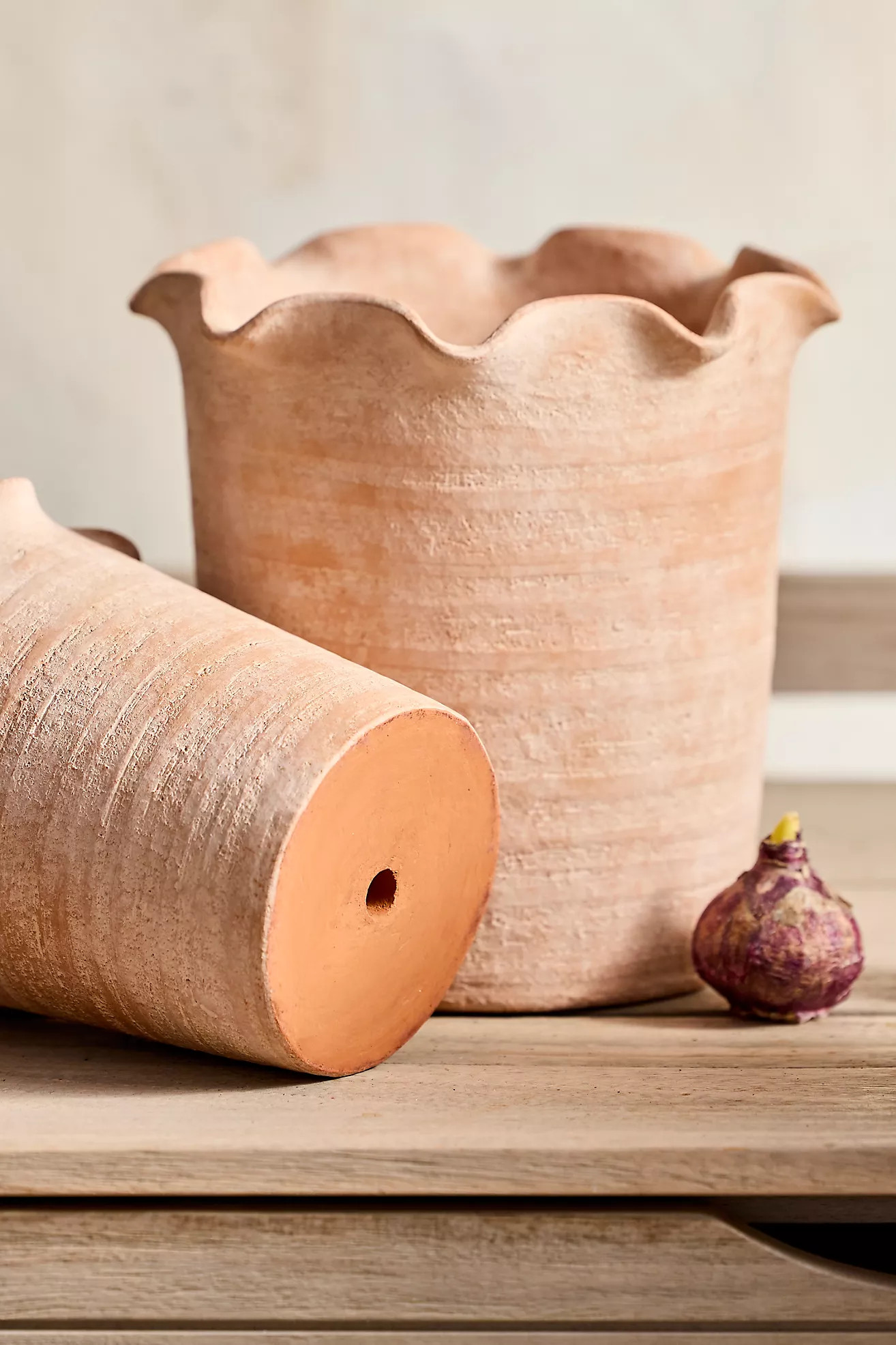 Terracotta Pie Crust Rim Planter, Straight Side | Anthropologie (US)