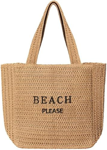 Tavaleu Straw Beach Bags for Women, Large Beach Bag Summer Woven Tote Bag Travel Shoulder Handbag... | Amazon (US)