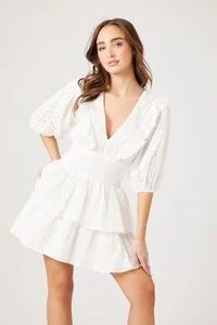 Floral Eyelet Flounce Mini Dress | Forever 21 (US)