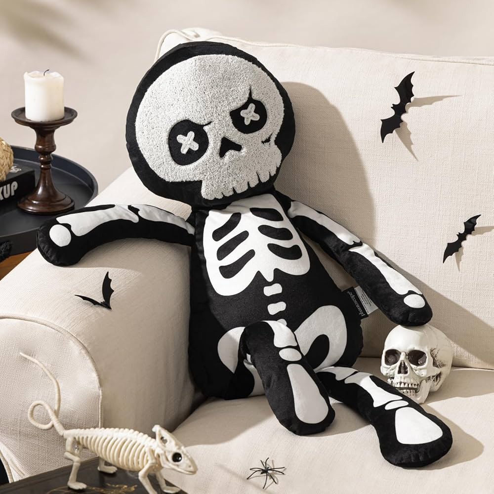 Phantoscope Happy Halloween Skeleton Series, Skeleton Shaped Throw Pillow, Soft Velvet Embroidery... | Amazon (US)