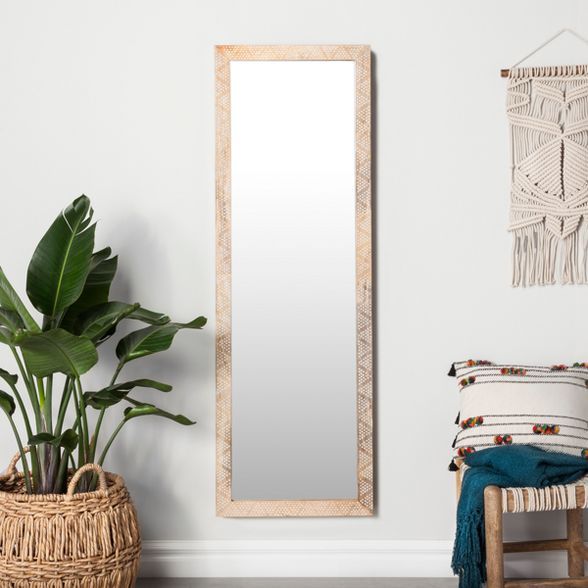 Carved Dot Natural Wood Floor Mirror - Opalhouse&#8482; | Target