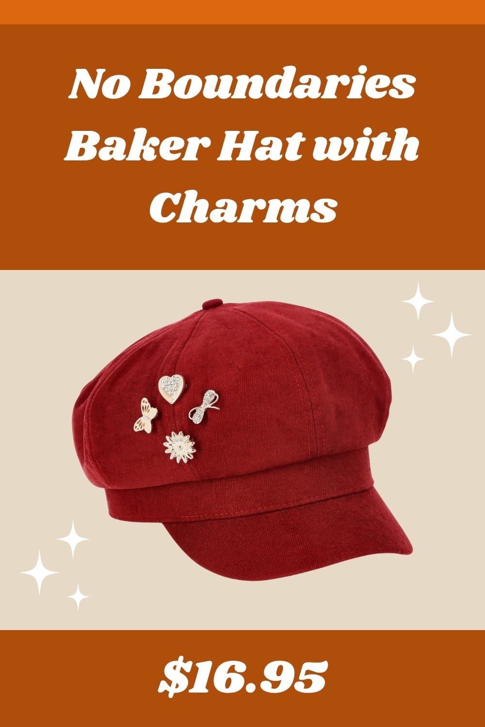 Looking for a fall accessory that’s cozy, chic, and budget-friendly? This wine-colored No Boundaries Corduroy Baker Hat with adorable gold-tone charm detailing is just the thing! Made from soft corduroy fabric, it adds texture and a subtle pop of color—perfect for jeans and sweaters or dressier fall outfits. Spot-clean as needed and enjoy the stretchy fit.

#LTKFindsUnder100 #LTKSeasonal #LTKStyleTip