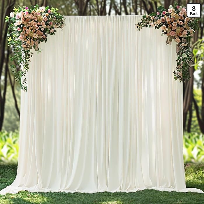 40x10ft Wrinkle Free Ivory Backdrop Curtain for Parties Soft Polyester and Nylon Fabric Drapes We... | Amazon (US)