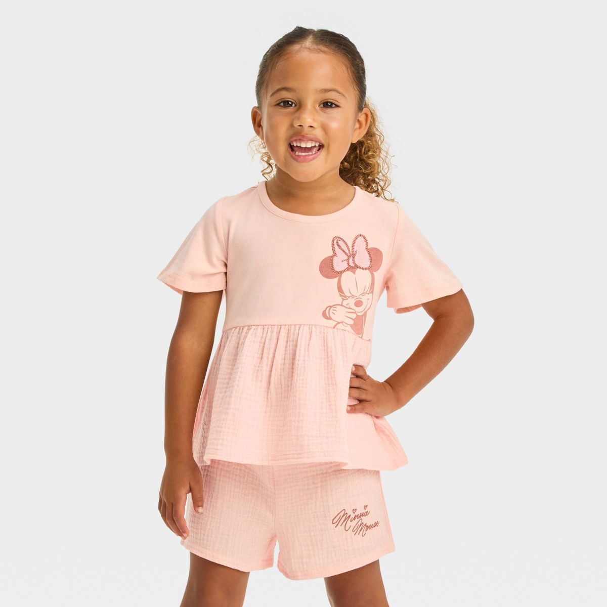 Toddler Girls' Disney Minnie Mouse Solid Top and Bottom Set - Pink | Target